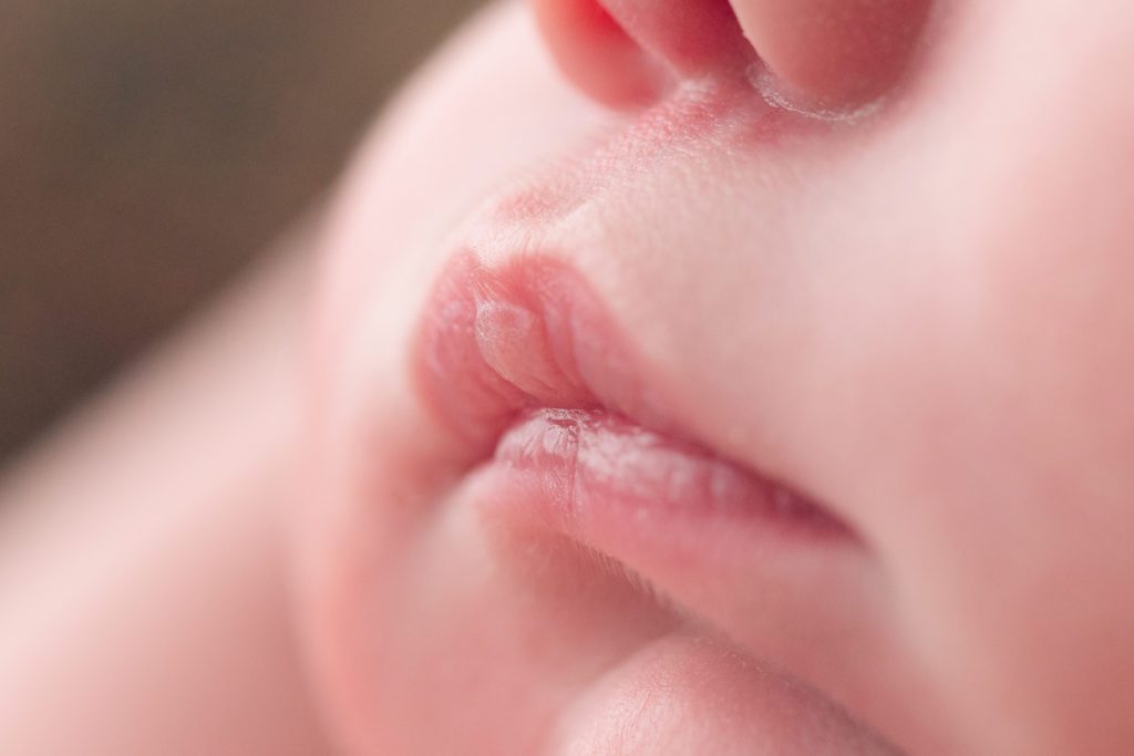 macro shot of newborn baby lips by Alyssa Joy Photography