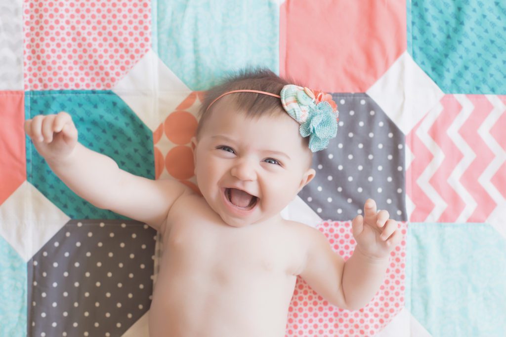 three month old baby girl milestone session Alyssa Joy Photography