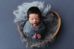baby boy in heart bowl blue
